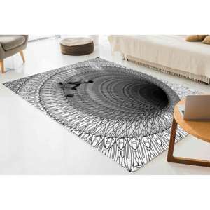 Alfombra gris abstracta impresa en 3D con diseño de ilusión óptica moderna, alfombra delgada no tejida - Product Image 5