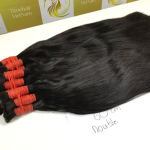 Doble calidad virgen vietnamita acabado 60 cm negro Natural onda extensión de cabello tipo de trama de piel - Product Image 5