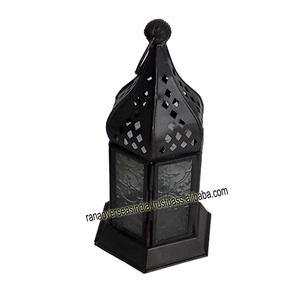 Tout nouveau dernier Design lanternes de table en fer de couleur noire pour les événements de fête décoration d'hôtel de mariage à la maison - Product Image 5