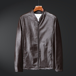 หนังแกะแท้100% คลาสสิกแจ็กเก็ตหนังแท้สีน้ำตาลไซส์ใหญ่พิเศษมีฮู้ดระบายอากาศได้สำหรับฤดูหนาวผ้าใบลวดลายเบาสุดเท่ - Product Image 5