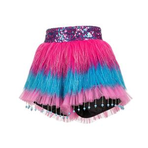 Shorts pour femmes en polyester, taille mi-haute, avec fermeture éclair, en velours tissé doux et fausse fourrure, couleur unie, pour le sport et la gym, personnalisables avec volants - Product Image 4