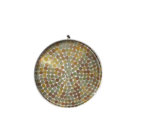 Handmade <strong>Decorative</strong> Iron Mosaic Hanging <strong>Wall</strong> <strong>Decorative</strong> Plate Round Plate Brown Color Dish For Serving Table <strong>Top</strong>