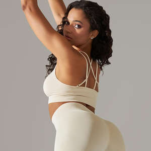 Sujetador deportivo de punto sin costuras para mujer, transpirable, espalda cruzada, Yoga y correr, ropa deportiva ajustada, Sujetador deportivo - Product Image 4