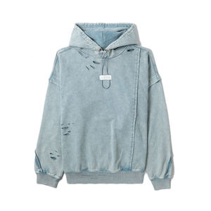 Streetwear Vintage surdimensionné en détresse lavage à l'acide à capuche pour hommes usine meilleure qualité conception hommes lavage à l'acide Double manches à capuche - Product Image 1