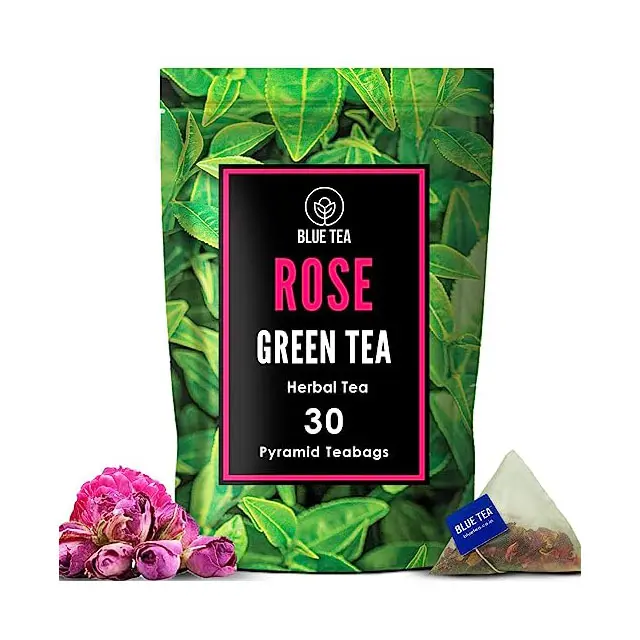 Rose Green Tea Bags 30 Premium Tea Bags Rose Flower blended with Whole Leaf Green Tea Prem