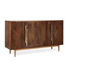 Luxe Noir Bois Media Console Buffet Sculpté À La Main En Bois Doublure Texture pour Salle À Manger Chambre Hôtel Maison Bar Salon - Product Image 1