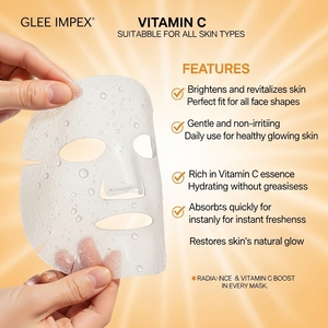 แผ่นมาส์กหน้าวิตามินซีออร์แกนิคสำหรับผู้ทานมังสวิรัติ Glee Impex พร้อมคุณสมบัติต่อต้านริ้วรอยและเพิ่มความกระจ่างใส สำหรับทุกสภาพผิว - Product Image 3