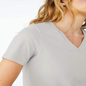 Airlume – T-Shirt à manches courtes et col en v pour femme, en coton peigné et avec anneau, simple, 100% oz, 4.2 - Product Image 5