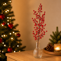 Branchelettes artificielles de baies rouges en plastique pour sapin de Noël et décoration intérieure – Vente directe usine