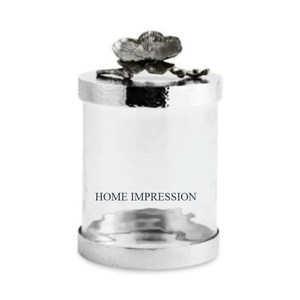 HOME IMPRESSION Luxury Hot Selling Trending New Arrival Clear <b>Glass</b> Metal Gold Plated Handmade Eco-Friendly Storage Jar - Product Image 4