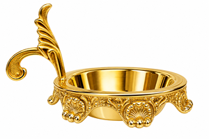 Brûle-encens de luxe en laiton égyptien avec décor floral ornemental, finition dorée, pieds décoratifs et poignée courbée, fait main - Product Image 4
