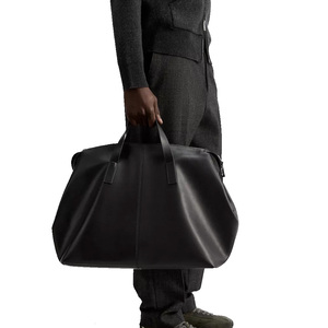 Bolsa de Viaje de Fin de Semana Personalizada para Mujer, de Cuero Genuino, Plegable, con Paneles, Casual, con Correa Ajustable y Cierre de Cremallera a la Moda - Product Image 1