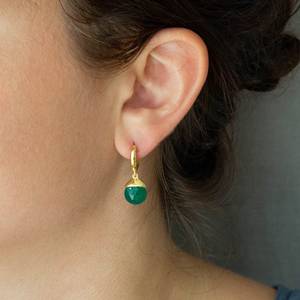 Délicat Vert Onyx Gemstone 925 Solid Sterling Silver Trendy Cut Shaped Hoop Boucles D'oreilles Bijoux À La Mode pour Les Cadeaux De Mariage - Product Image 3