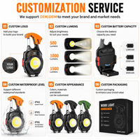 Lampu Senter Mini COB Isi Ulang Ultra Terang, Lampu Darurat Saku, Gantungan Kunci Magnetik, Tahan Air IP44, Untuk Bengkel dan Jalan