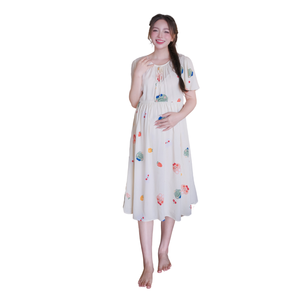 Robe de maternité en lin léger V1107 respirante et absorbant la sueur pour l'été bonne absorption - Product Image 1