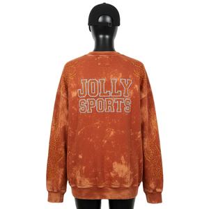 Sweat-shirt pour femme en coton lourd, molleton 320 GSM, effet délavé vintage, toucher doux, logo en strass, sweat-shirts basiques pour femme - Product Image 2