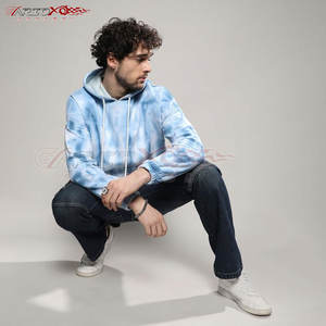 Sweat à capuche pour homme style décontracté Basics avec motif tie-dye unique et capuche à cordon de serrage Sweat à capuche aspect teint à la main pour homme - Product Image 2