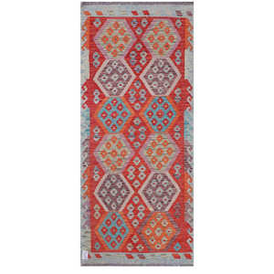 Alfombra Kilim de Maimana, Afganistán, 196 x 84 cm, Alfombras y Juegos de Alfombras - Product Image 1