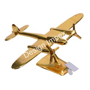Modelo de Avión con Hélices y Base, Acabado en Oro PVD, Aluminio Fundido, Modelo de Avión a Escala Personalizado de Lujo, Decoración para el Hogar, Interior - Product Image 3