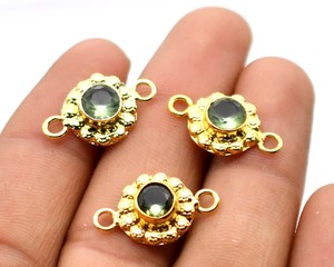 Cổ bạc và 18K mạ vàng 22x13mm Màu Xanh Lá Cây thạch anh tím đá quý đôi vòng lặp kết nối nc32 đồ trang sức làm đồ trang sức quyến rũ nc34 - Product Image 1