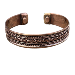 2020 France 12mm bracelets demi-gros bracelet en cuivre hommes pur cuivre thérapie magnétique main rustique marteau texture bracelet - Product Image 4