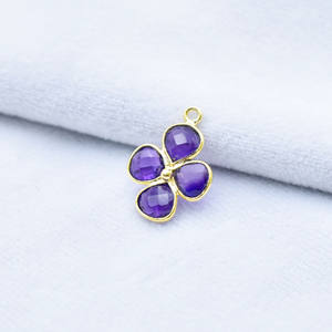 ชุดจี้อัญมณีรูปหัวใจรูปหัวใจและพลอยสีทองจี้พลอยสี่ชิ้นจี้หินขนาดเล็กสำหรับทำเครื่องประดับ - Product Image 3