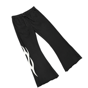 กางเกงแทร็คผ้าฝ้าย 100% คุณภาพสูง ผลิตตามสั่ง ขายส่ง เป็นมิตรกับสิ่งแวดล้อม ระบายอากาศได้ดี เอวยืดหยุ่น แต่งผ้าแบบแพทช์เวิร์ค สไตล์ลำลอง ทรงขาบาน สำหรับผู้ชาย - Product Image 2