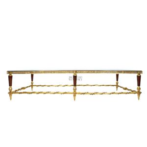 โต๊ะกาแฟทองเหลืองและกระจกสุดหรู ดีไซน์ประณีต สำหรับห้องนั่งเล่นที่สง่างามและการตกแต่งบ้านสไตล์คลาสสิก - Product Image 3