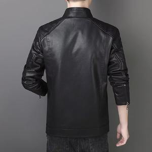 Veste en cuir varsity pour homme, nouvelle, fermeture éclair, col montant, logo frontal, coupe slim, coupe-vent et respirante, veste décontractée - Product Image 1