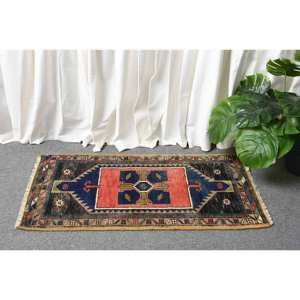 Tapis Kilim classique rouge noir de grande taille de 1.5x2,8 pieds en laine avec support en latex en forme de rectangle pour couloir-Tapis turc - Product Image 2