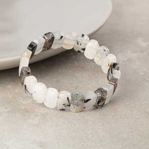 สร้อยข้อมือหินควอตซ์รูทิเลเต็ดธรรมชาติแบบตัดกว้าง - Product Image 2