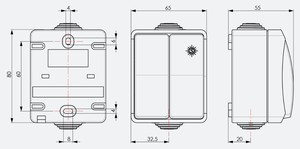 Interruttore doppio da parete impermeabile IP54 10A 250V (Solera 3313) - Product Image 2