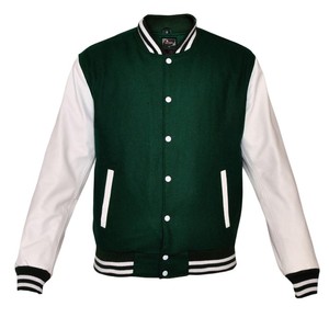 <b>Men's</b> Pink Knitted Varsity <b>Jacket</b> with <b>White</b> Sleeves and Striped Trim Casual Style Regular Fit Windproof Winter Wear - Product Image 5