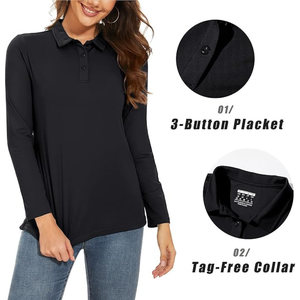 Logo OEM personnalisé golf tricoté pour femmes polo t-shirt respirant col en V haut de sport décontracté solide serveur maille pour polo pour femme - Product Image 5