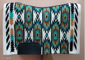 Alfombrilla de sillín de caballo contorneada occidental, lana NZ con forro de tela, manta de equitación ecuestre rellena de algodón - Product Image 2