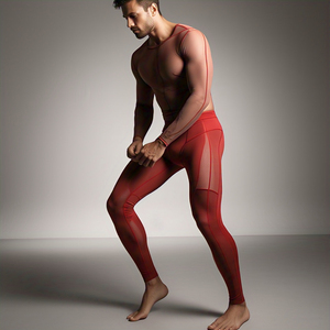 Haute qualité maille transparente Legging hommes taille élastique Sexy 100% Polyester voir à travers Legging hommes Compression maille transparente Leggings - Product Image 5