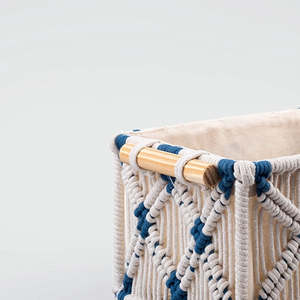 Aesthetic Jute & <b>Wooden</b> <b>Storage</b> <b>Baskets</b> Woven Cotton Rope <b>Basket</b> Set for Living Room or Bathroom Use - Product Image 5