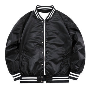 Chaqueta universitaria de satén personalizada para hombre, ligera, impermeable, estilo bombardero de béisbol, uniforme universitario, ropa de calle, parte delantera de moda - Product Image 4