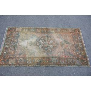 Tapis en laine marron et vert vintage, patchwork de 2,9x5,6 pieds, tissage plat, tapis turc, tapis de salon en latex, décorations de salon, nouveau - Product Image 3