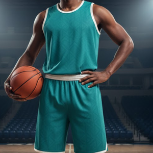 Nuevo Diseño de Uniforme de Baloncesto con Estampado Verde Azulado - Jersey y Pantalones Cortos de Malla de Secado Rápido con Ribete Blanco - Product Image 4