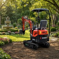 Mini-excavatrice compacte sur chenilles pour usage domestique en Europe, moteur Euro 5, 970 kg, bras oscillant, accès étroit, rétractable