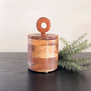 Contenedores de almacenamiento de madera de acacia, tarro de madera con tapa, tarros canistar naturales para cocina, especias, frijoles y hierbas, contenedor - Product Image 5