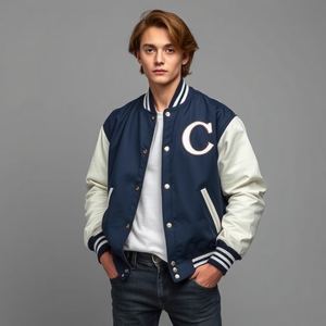 Veste universitaire en laine, manches en cuir, matelassage épais et chaud : qualité supérieure, logo brodé personnalisé, nouveau style, prix de gros - Product Image 6