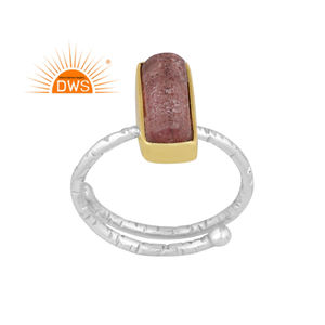 Dernière tendance en argent Sterling fin naturel fraise Quartz pierres précieuses bague empilable bijoux personnalisés pour les femmes cadeau pour elle - Product Image 1
