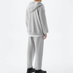 Pantalon de survêtement de jogging personnalisé surdimensionné uni et lourd survêtements zippés pour hommes ensemble de 2 pièces à manches longues et logo personnalisé - Product Image 6