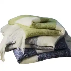 Knit Throw Blankets for Sofa Couch with Tassels Acrylic Woven Decor Blanket Soft Warm Throws Indoor Bedroom Decorative