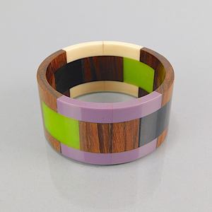 Handcrafted Wood and Resin Multicolor Bangle Artistic Chunky Fashion <b>Bracelet</b> for Womens <b>Boho</b> and Statement Jewelry Collection - Product Image 6