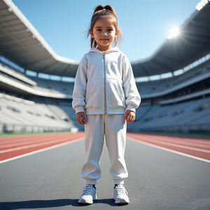 Chándal con cremallera OEM para niñas, ropa deportiva para correr, conjuntos de dos piezas, chaquetas y pantalones de chándal transpirables con cremallera para niños, sudaderas para niñas - Product Image 4