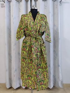 Kimono de algodón, bata de baño con estampado de bloques, bata de dama de honor, ropa de dormir de verano, albornoz de playa, regalo de talla única para mujer - Product Image 6