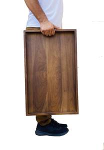 Vaisselle décorative rectangulaire en bois massif véritable naturel, plateau de service à fruits, plateau de service à café, plateau de service à café - Product Image 5